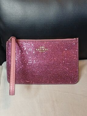 Coach Fuschia Star Glitter Wristlet NWT
